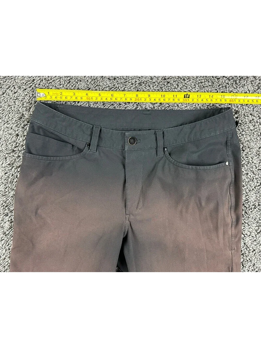 Lululemon ABC Slim-Fit 5 Pocket Pants Mens Black Warpstreme Trousers Sz 31x28